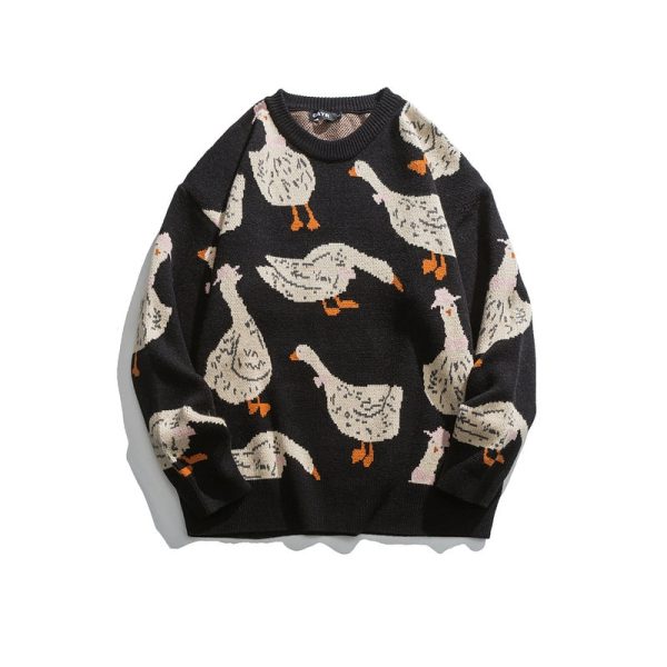 Cartoon Duck Jacquard Knit Sweater Online now