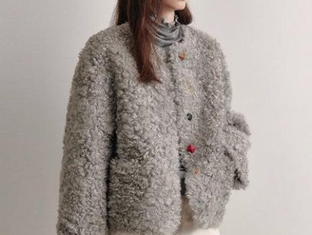 Button Closure Fur Jacket Online Sale