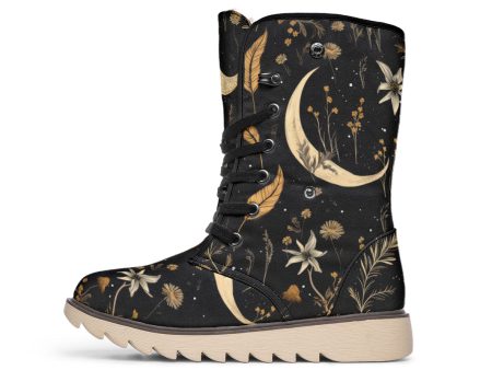 Moonlit Botanica Fold Over Winter Boots - Microsuede Vegan Boots with Fur Lining and Convertible Style on Sale