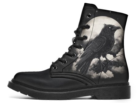 Doom Raven Boots - Vegan Leather Doc-Style Boots with Durable Stitched on Soles Fashion