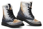 Ash And Gold Winter Boots - Warm Micro-Suede Doc-Style Boots Lined with Vegan Wool For Sale