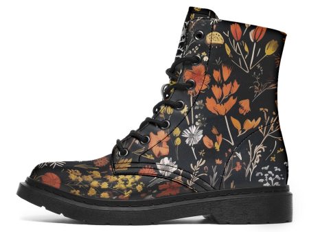 Autumn Reverie Boots - Vegan Leather Doc-Style Boots with Durable Stitched on Soles Online Sale