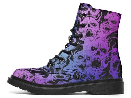 Spectral Torment Boots - Vegan Leather Doc-Style Boots with Durable Stitched on Soles Discount