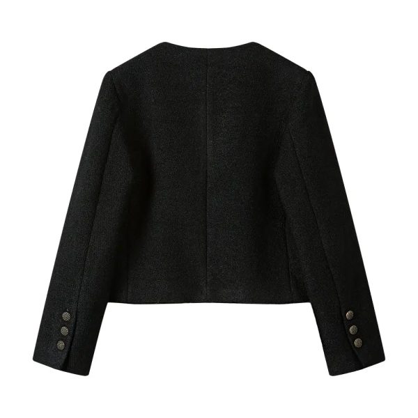 Buttoned Collarless Coat Online