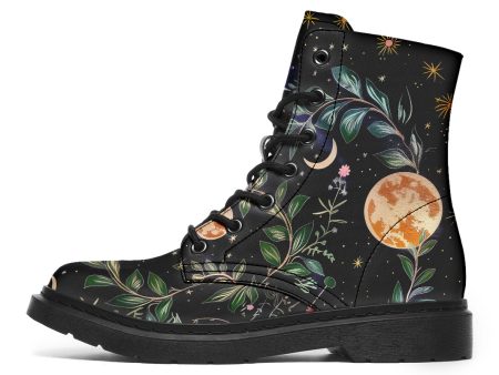 Night Blossom Boots - Vegan Leather Doc-Style Boots with Durable Stitched on Soles Online Hot Sale