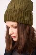 PUFFER POMPOM HAT - OLIVE Sale