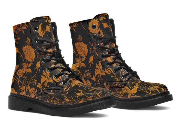 Golden Rose Romance Boots - Vegan Leather Doc-Style Boots with Durable Stitched on Soles Online Hot Sale