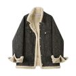 Buckle Collar Denim Sherpa Lined Coat Online