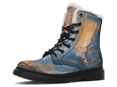 Cobalt Ore Winter Boots - Warm Micro-Suede Doc-Style Boots Lined with Vegan Wool For Discount