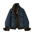 Buckle Collar Faux Fur Lined Denim Coat Online