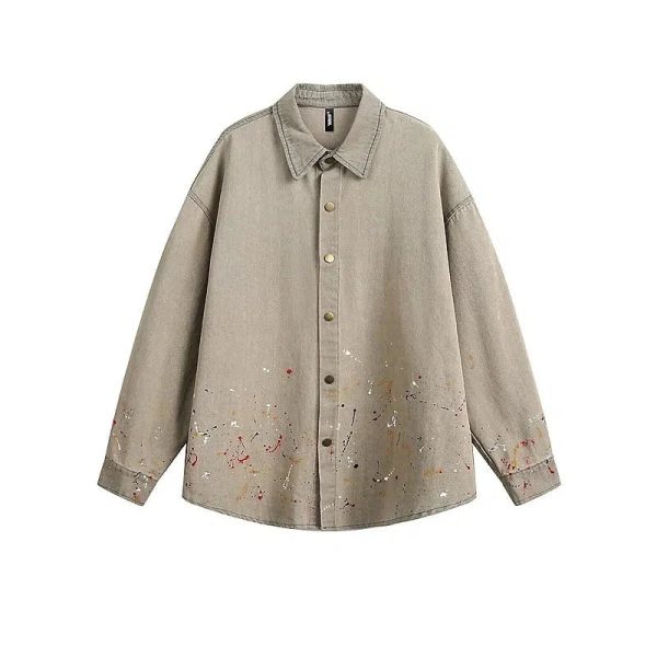 Casual Ink-Washed Denim Overshirt For Cheap