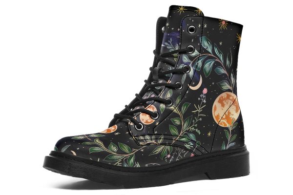 Night Blossom Boots - Vegan Leather Doc-Style Boots with Durable Stitched on Soles Online Hot Sale