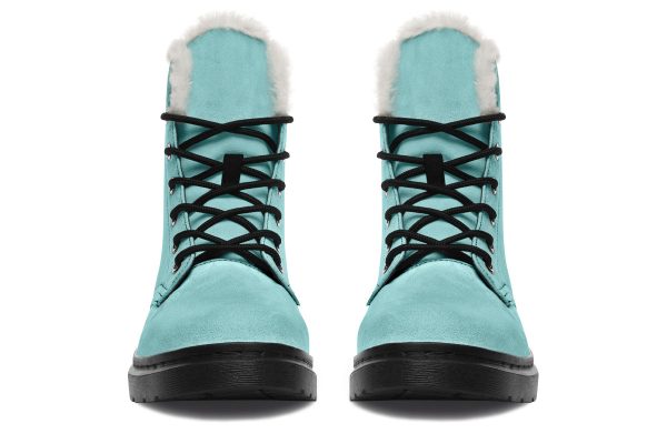 Aqua Mist Winter Boots - Warm Micro-Suede Doc-Style Boots Lined with Vegan Wool Discount