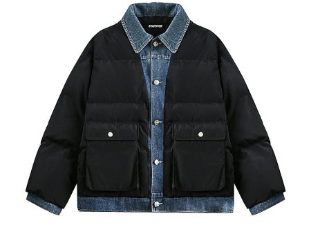 Denim Splice Insulated Cotton Jacket Sale