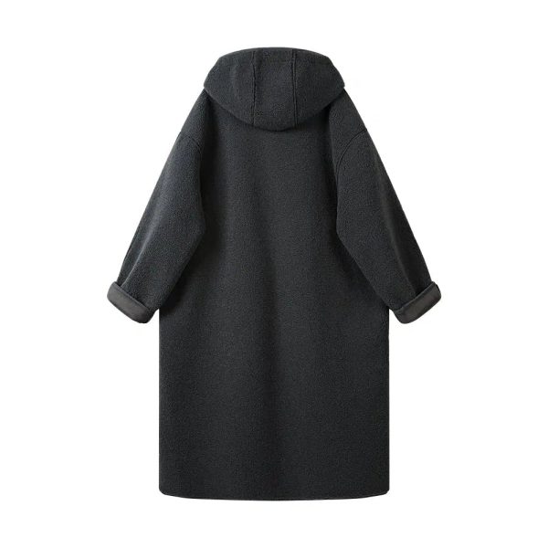 Button Closure Hooded Wool Coat Online Hot Sale