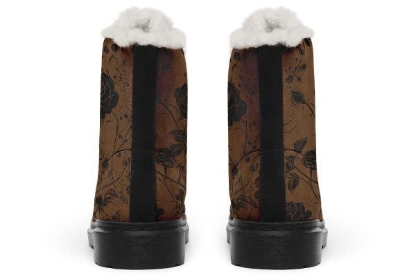 Sepia Rose Romance Winter Boots - Warm Micro-Suede Doc-Style Boots Lined with Vegan Wool Hot on Sale