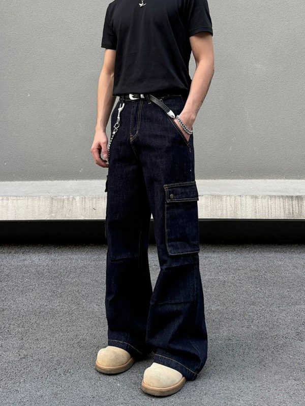 Loose Fit Denim Cargo Pants For Discount