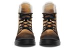 Burnt Ochre Winter Boots - Warm Micro-Suede Doc-Style Boots Lined with Vegan Wool For Sale