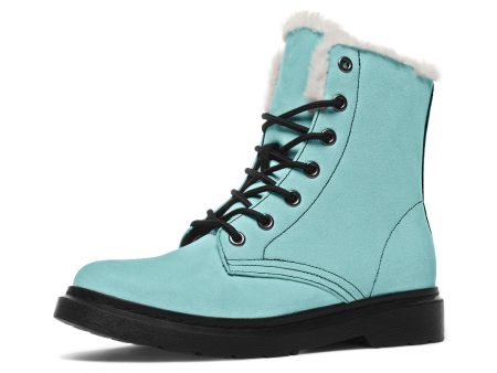 Aqua Mist Winter Boots - Warm Micro-Suede Doc-Style Boots Lined with Vegan Wool Discount