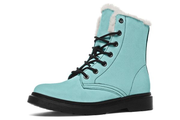 Aqua Mist Winter Boots - Warm Micro-Suede Doc-Style Boots Lined with Vegan Wool Discount