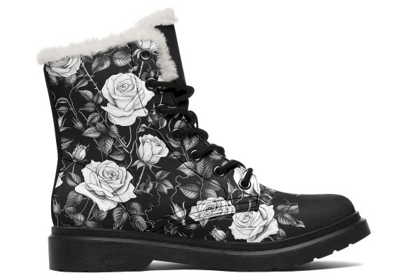 Veil of Roses Winter Boots - Warm Micro-Suede Doc-Style Boots Lined with Vegan Wool Online Hot Sale