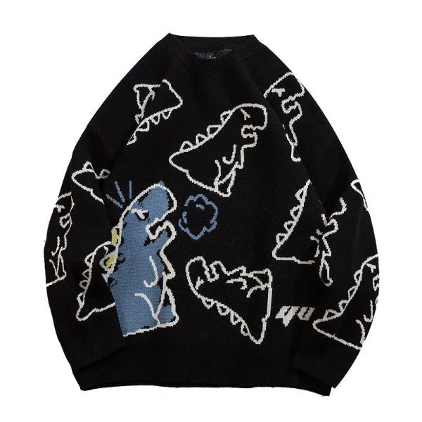 Cartoon Dinosaur Printed Sweater on Sale