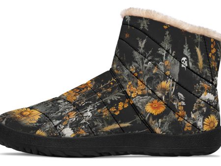 Grim’s Harvest Comfy Winter Boots - Warm Vegan Boots with Side Zipper and Anti-Slip Soles on Sale