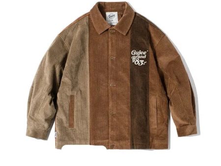 Logo Design Corduroy Button-Up Jacket Online Sale