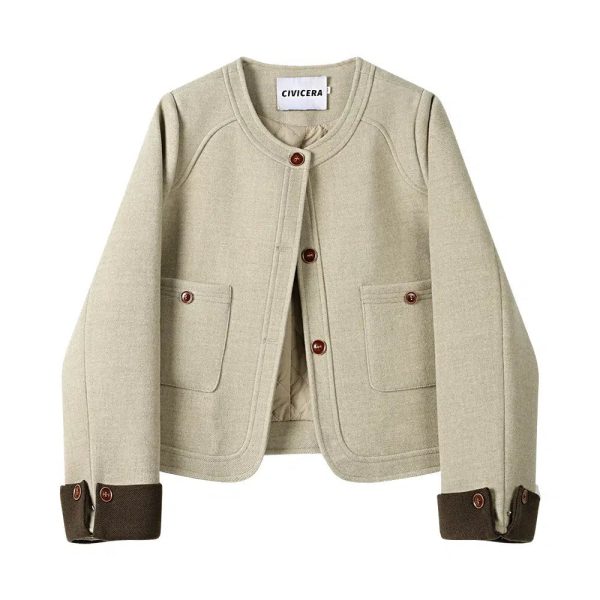 Button Accents Wool Coats Hot on Sale