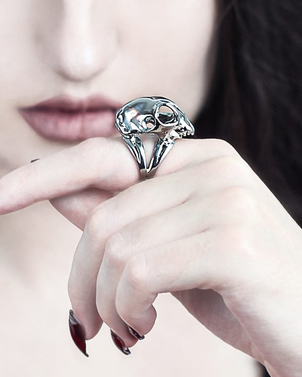 Cat Skull Ring in Mirror Steel Online Hot Sale