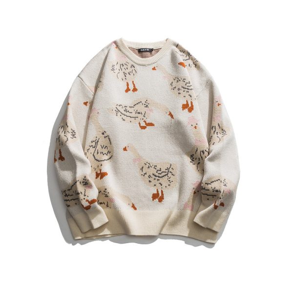 Cartoon Duck Jacquard Knit Sweater Online now