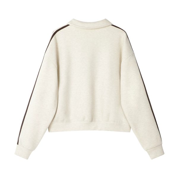 Contrast Design Lapel Short Sweatshirt Online