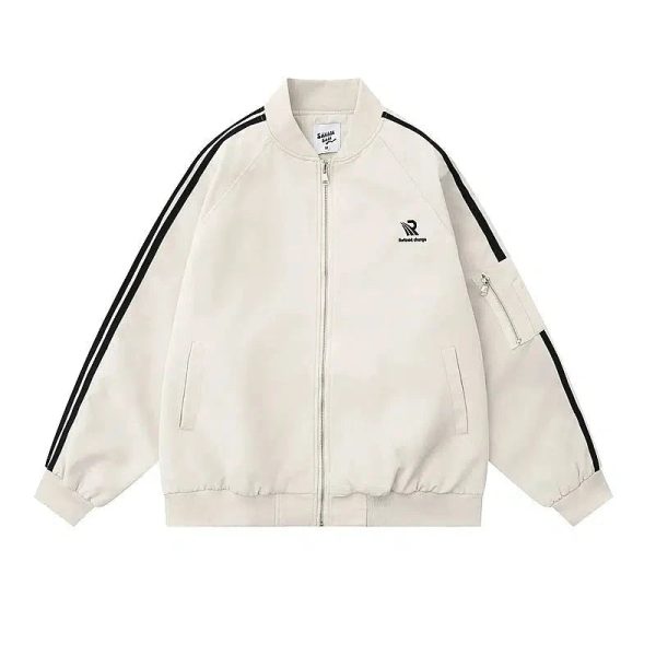 Striped Sleeves Bomber Jacket Online Hot Sale