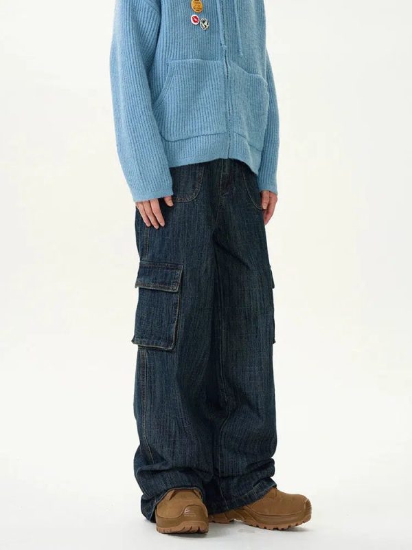 Cargo Workwear Jeans with Multi-Pockets Hot on Sale