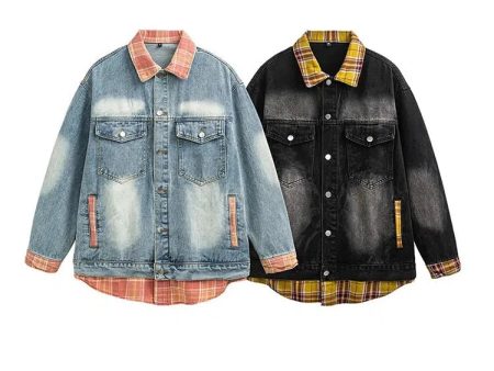 Check Patchwork Denim Jacket Supply