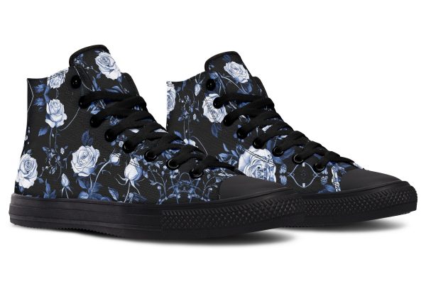 Blue Rose Romance High Tops - Classic Premium Canvas Shoes with Comfortable and Durable Soles Discount