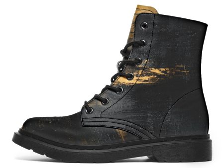 Gilded Obsidian Boots - Vegan Leather Doc-Style Boots with Durable Stitched on Soles Supply