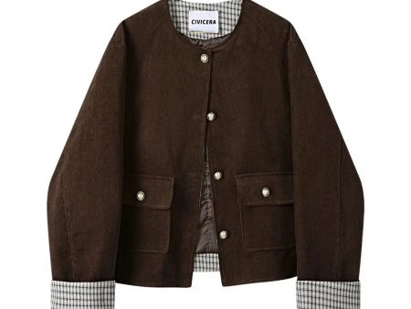 Button-Up Plaid Lining Coat on Sale