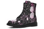 Amethyst Kintsugi Rose Boots - Vegan Leather Doc-Style Boots with Durable Stitched on Soles Fashion