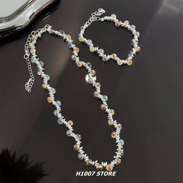 Colored Crystal Beaded Necklace For Cheap