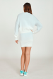 Blue with Soft White Bleach Pointelle Fitted Skirt Fashion