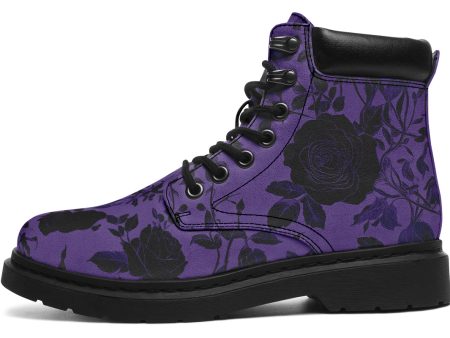 Amethyst Rose Romance Classic Boots - High Quality Micro-Suede Weatherproof Vegan Shoes with Stitched on Soles For Discount