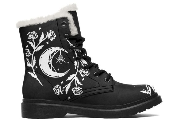 Black Widow Winter Boots - Warm Micro-Suede Doc-Style Boots Lined with Vegan Wool Discount