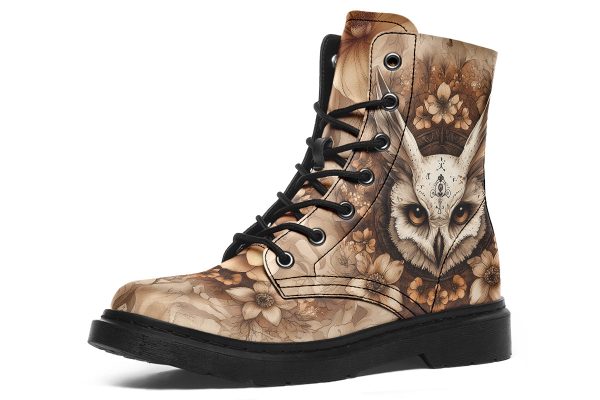 Owlsoul Mandala Boots - Vegan Leather Doc-Style Boots with Durable Stitched on Soles Online Hot Sale