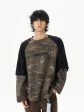 Camouflage Patchwork Long-Sleeve Pullover For Cheap