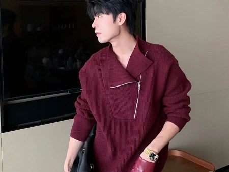 Zipper Half Cardigan Sweater For Cheap