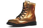 Amber Gold Boots - Vegan Leather Doc-Style Boots with Durable Stitched on Soles Discount