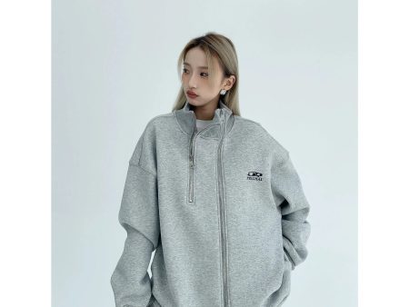 Zip-Up Embroidery Oversized Coat Supply