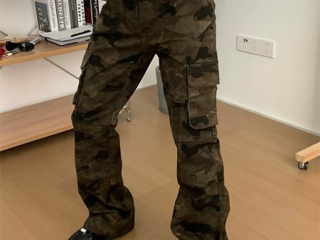 Camouflage Cargo Flared Casual Pants Online Hot Sale