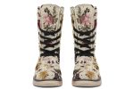 Enchanted Blossoms Fold Over Winter Boots - Microsuede Vegan Boots with Fur Lining and Convertible Style Online Hot Sale